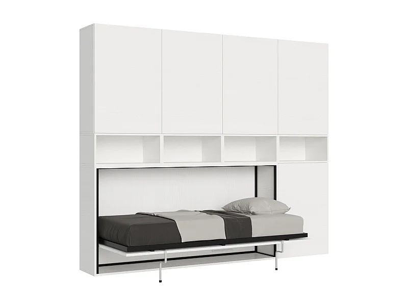 Cama rebatível individual horizontal Kando composição C Cinza Branca