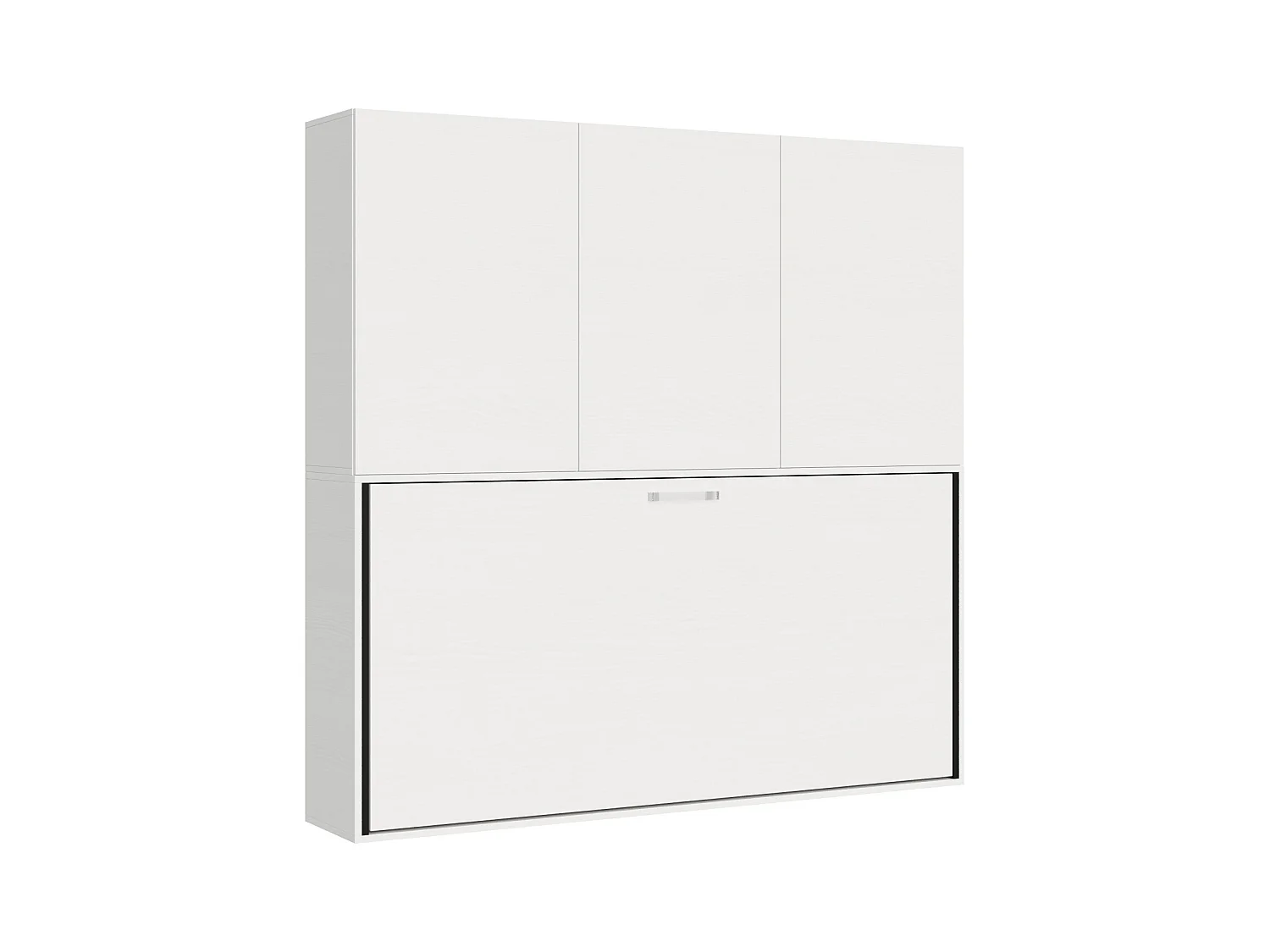 Cama abatible individual horizontal Kando con colchón composición D Fresno Blanco