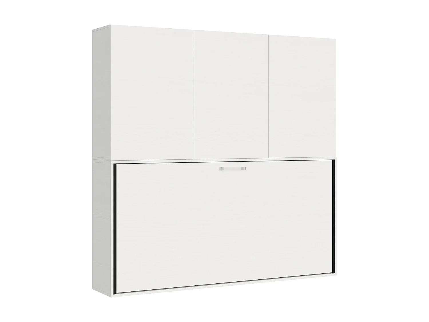 Armoire lit escamotable horizontal 1 couchage 85 Kando avec matelas comp.D Frêne Blanc
