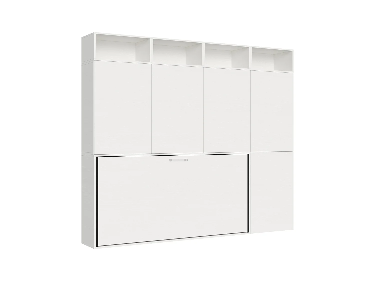 Armoire lit escamotable horizontal 1 couchage 85 Kando avec matelas composition B Frêne Blanc