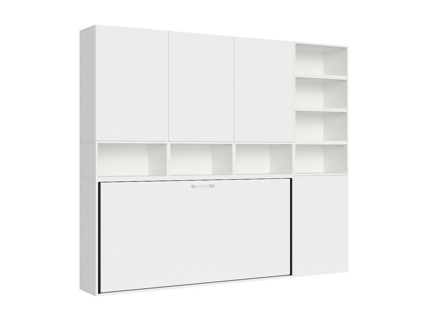 Cama rebatível individual horizontal Kando composição E Cinza Branca