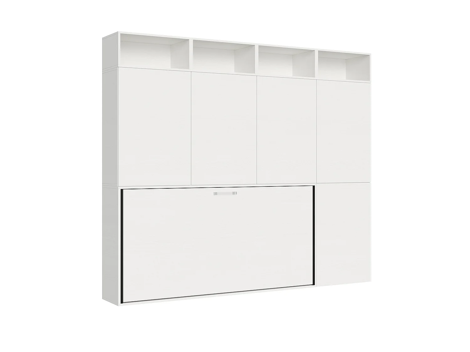 Armoire lit escamotable horizontal 1 couchage 85 Kando comp.B Frêne Blanc