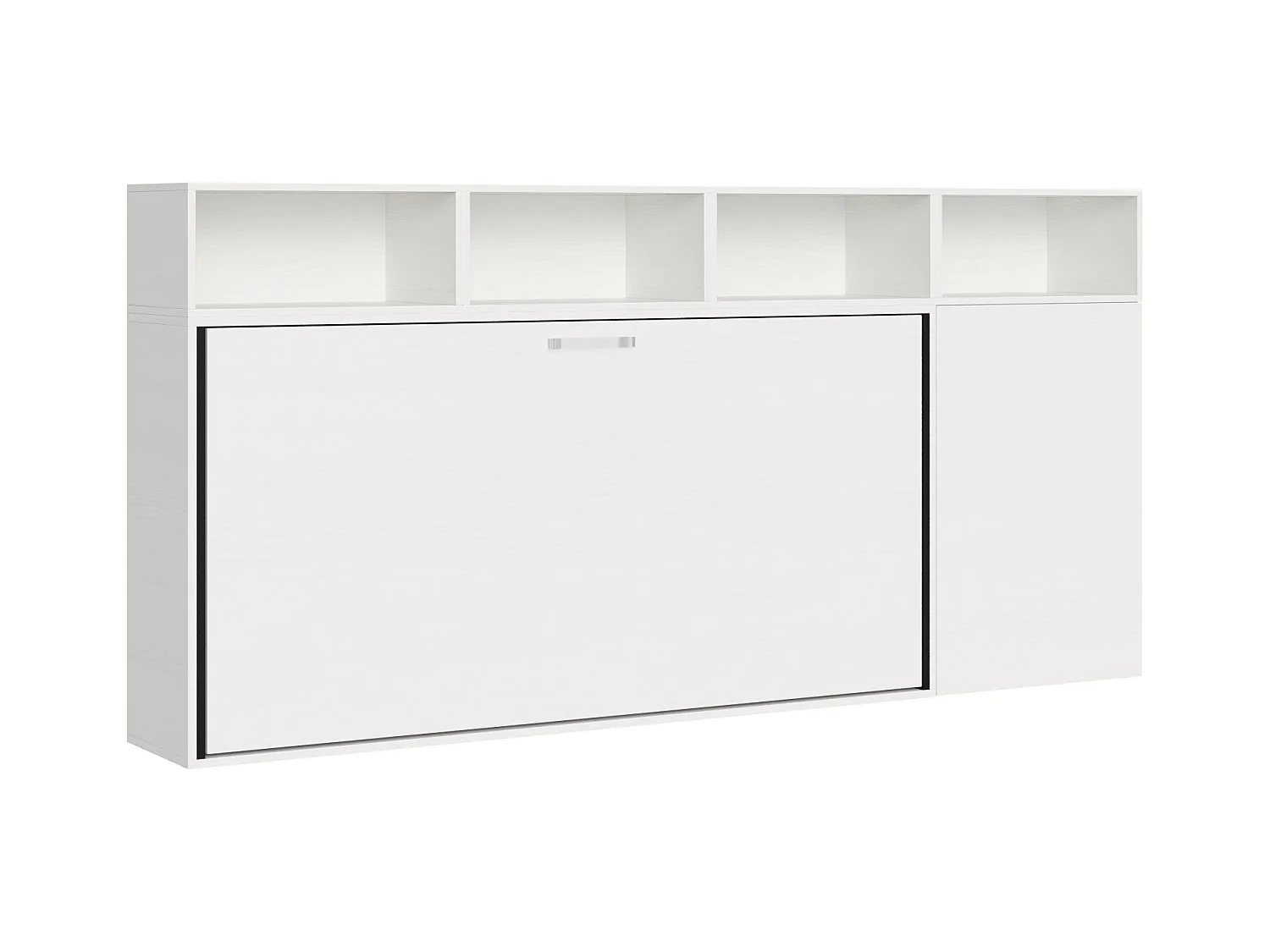 Armoire lit escamotable horizontal 1 couchage 85 Kando avec matelas composition A Frêne Blanc