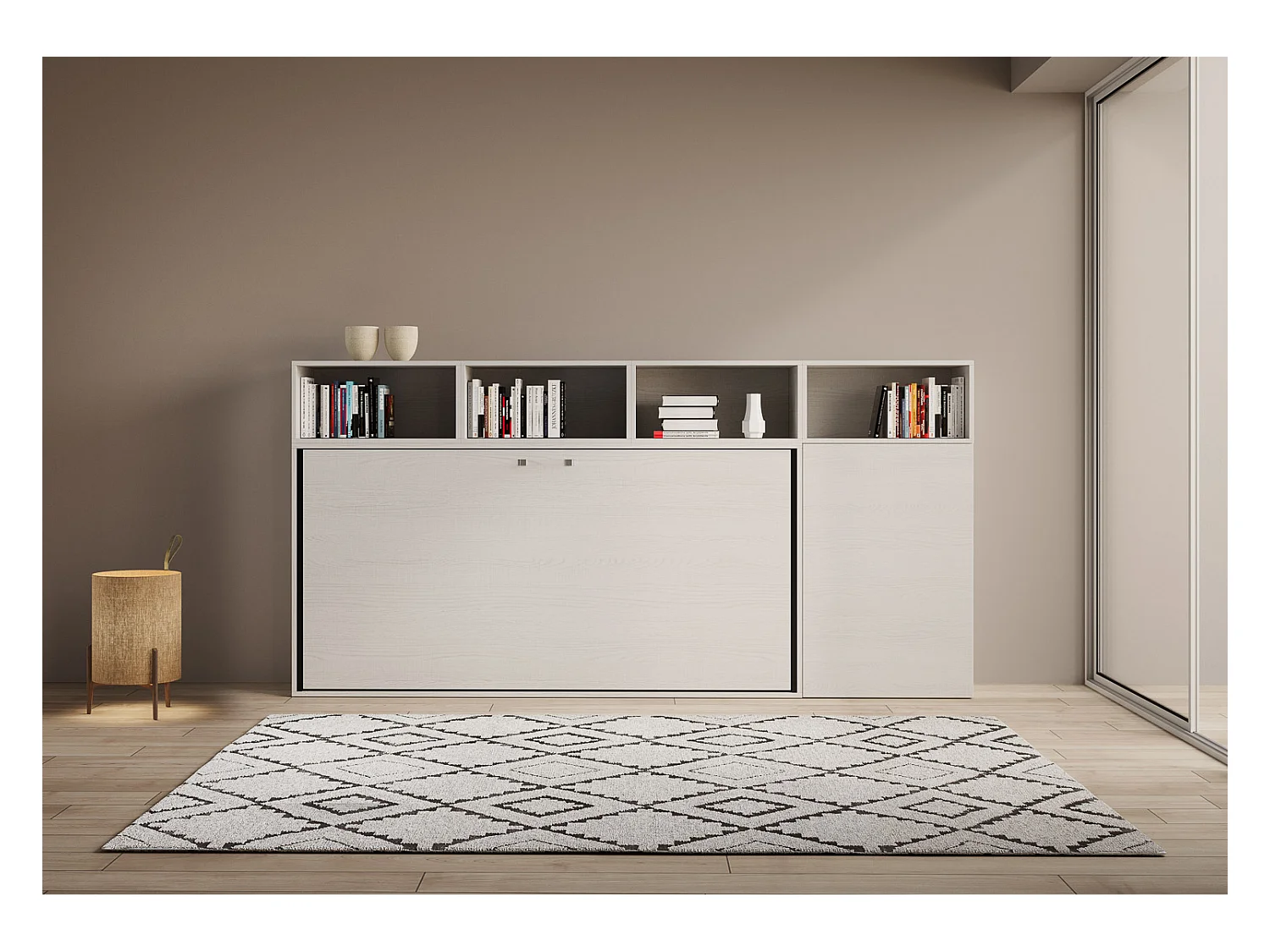 Łóżko pojedyncze Kando Biały Jesion kompozycja A z materacem