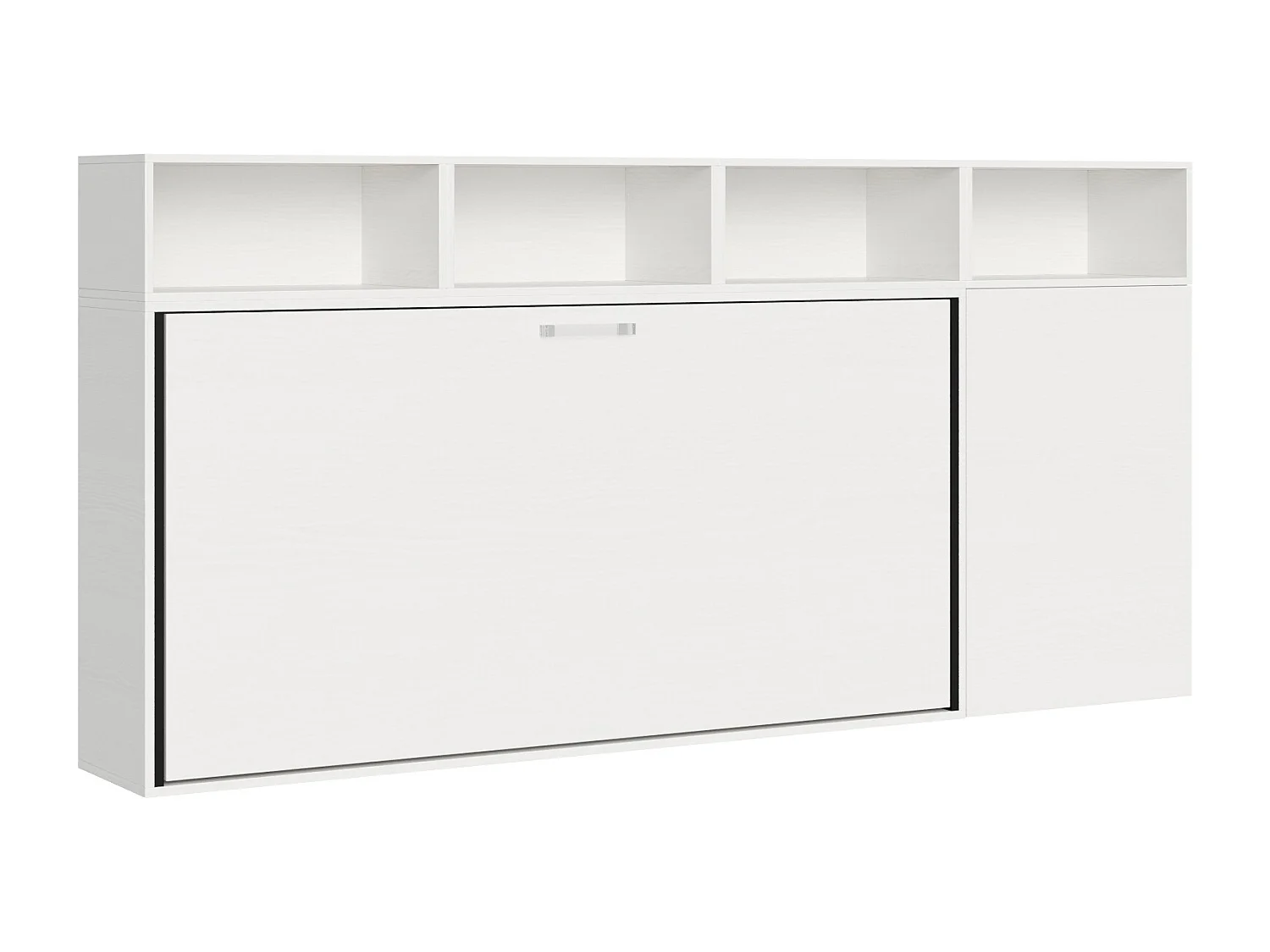 Cama rebatível individual horizontal Kando com colchão composição A Cinza Branca