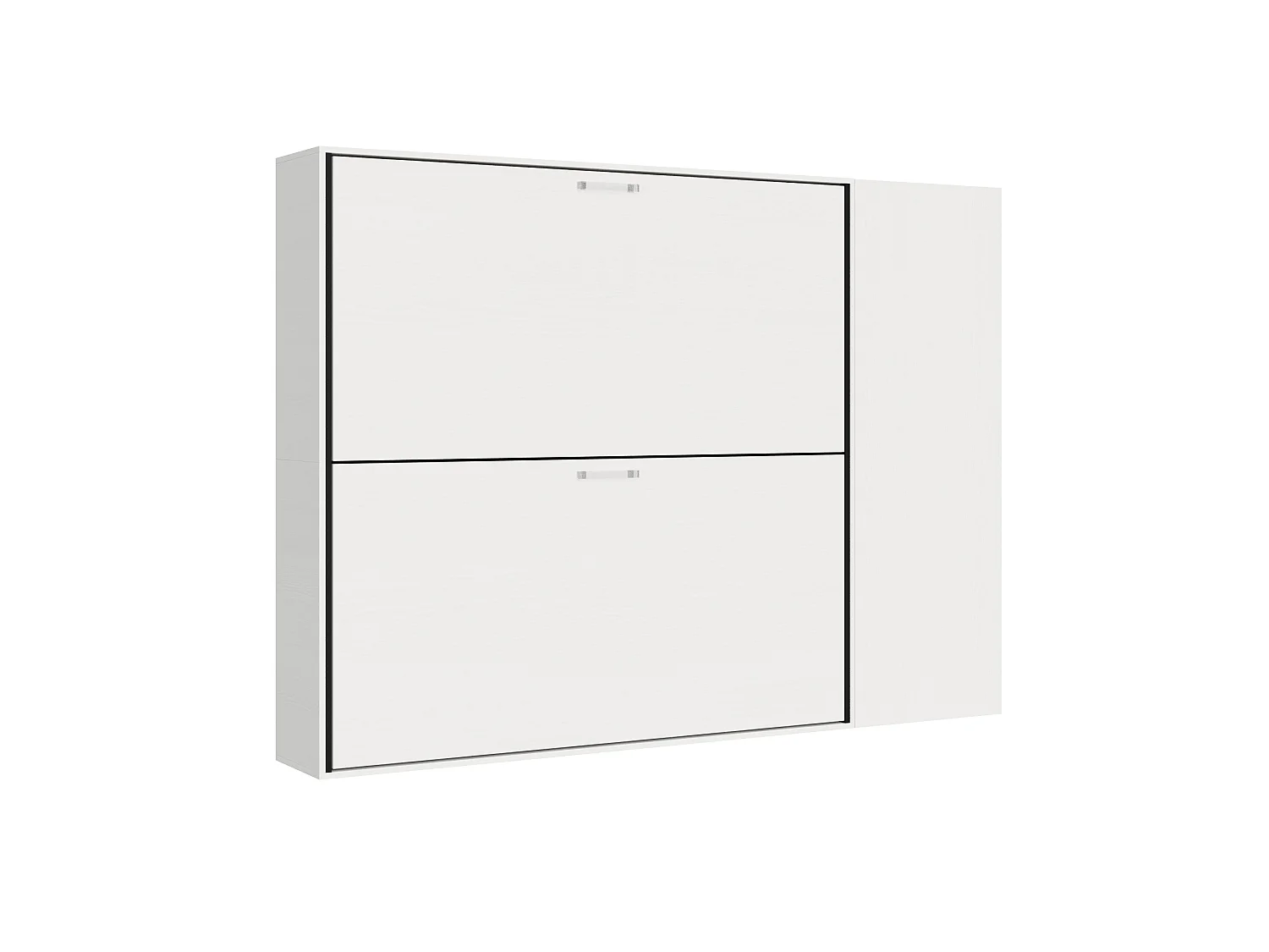Armoire lit escamotable horizontal superposé 2 couchages 85 Kando comp.H Frêne Blanc