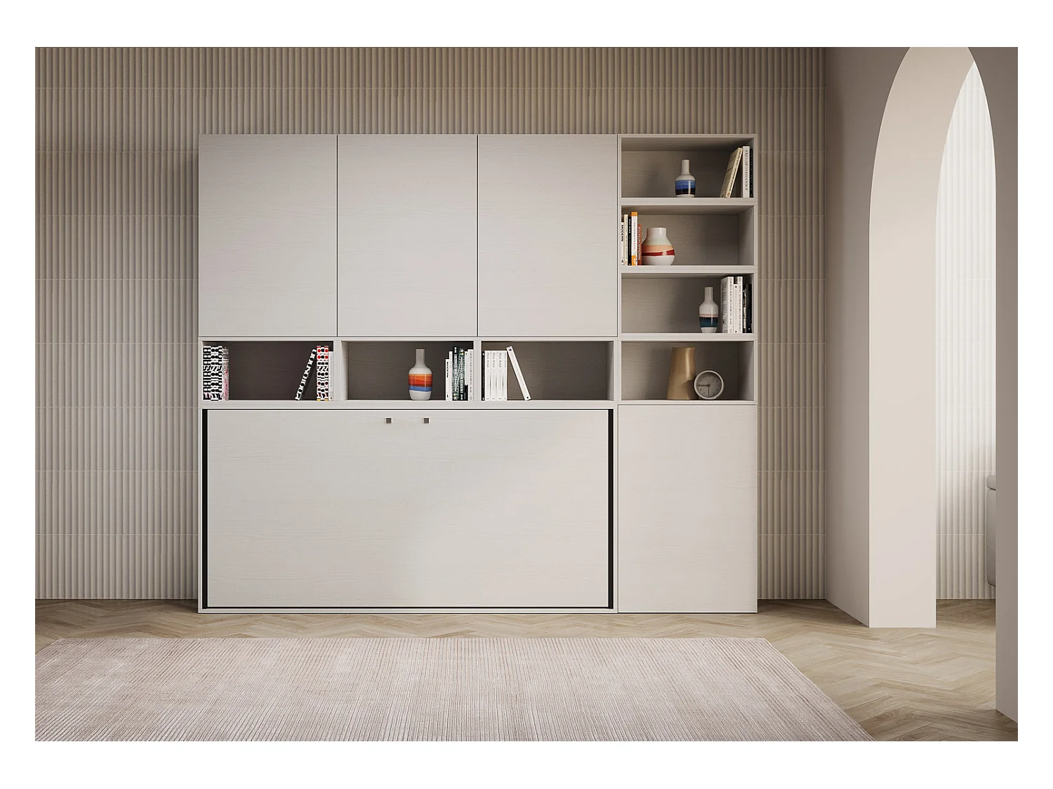 Łóżko pojedyncze Kando Biały Jesion kompozycja E z materacem