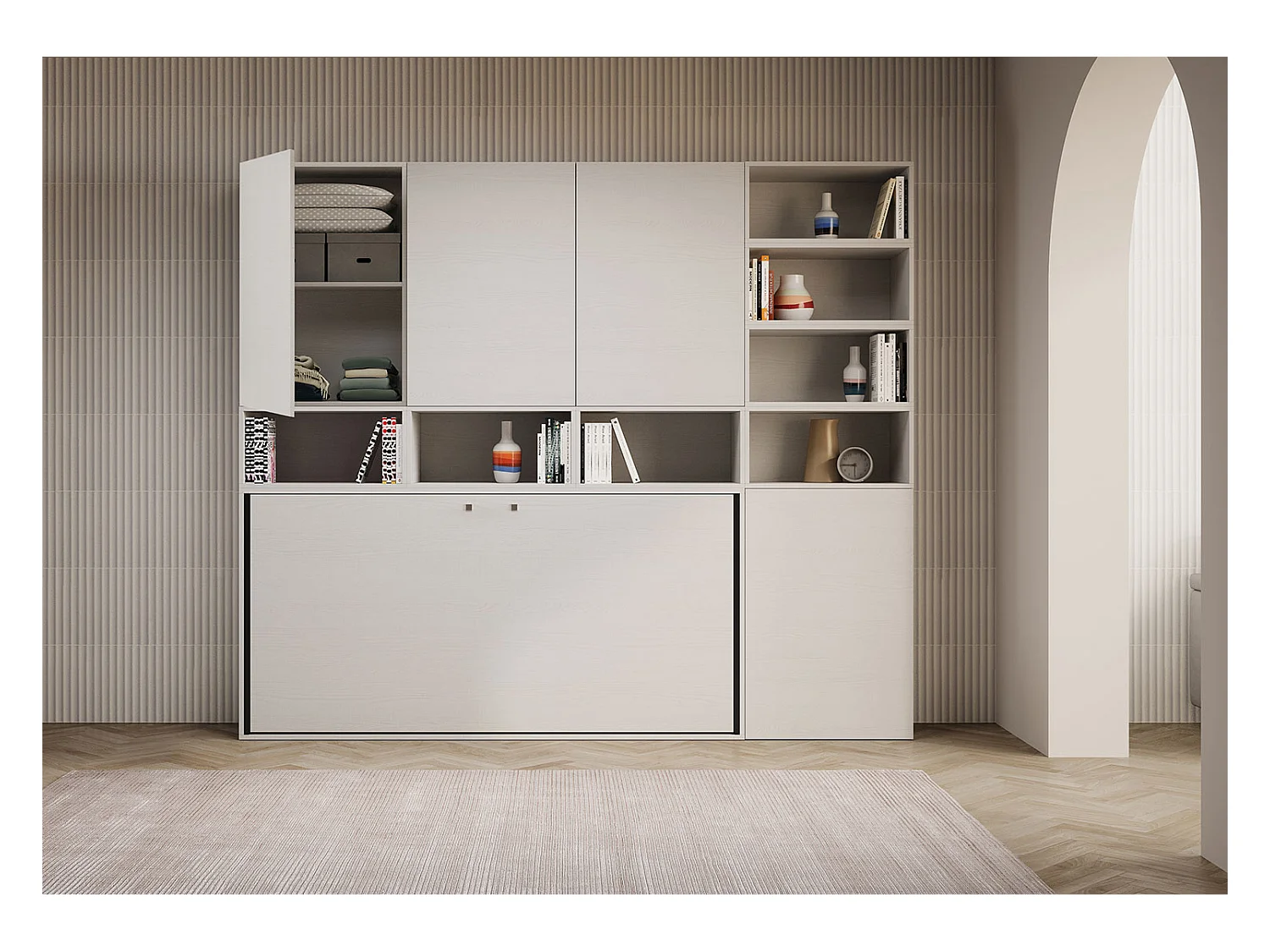 Łóżko pojedyncze Kando Biały Jesion kompozycja E z materacem