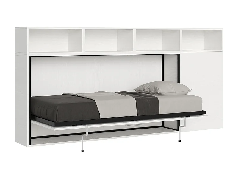 Cama rebatível individual horizontal Kando composição A Cinza Branca