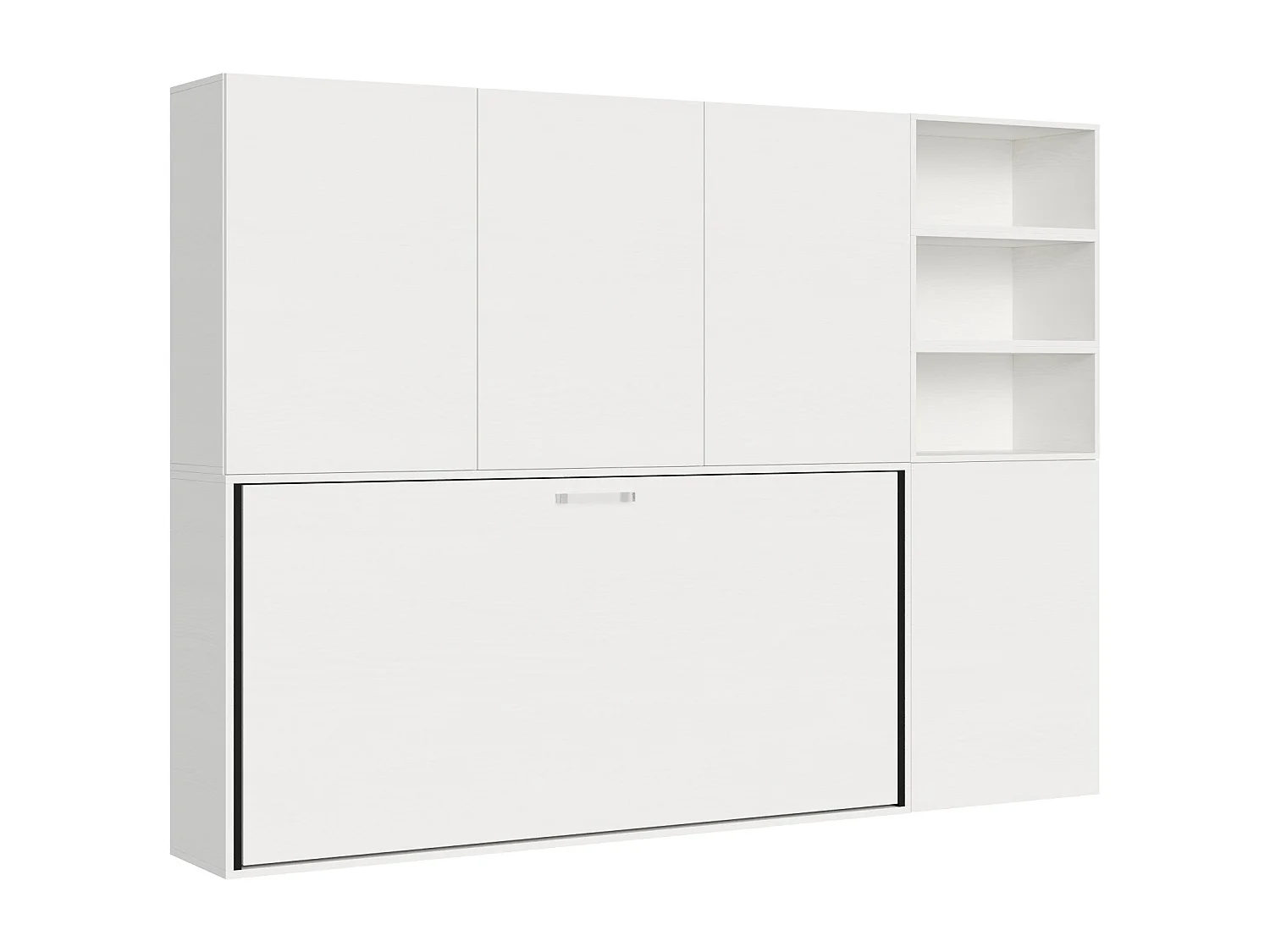 Armoire lit escamotable horizontal 1 couchage 85 Kando comp.F Frêne Blanc