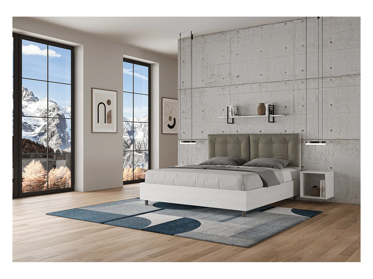 Lit coffre 160x190 avec coussins similicuir cappuccino Egos Annalisa
