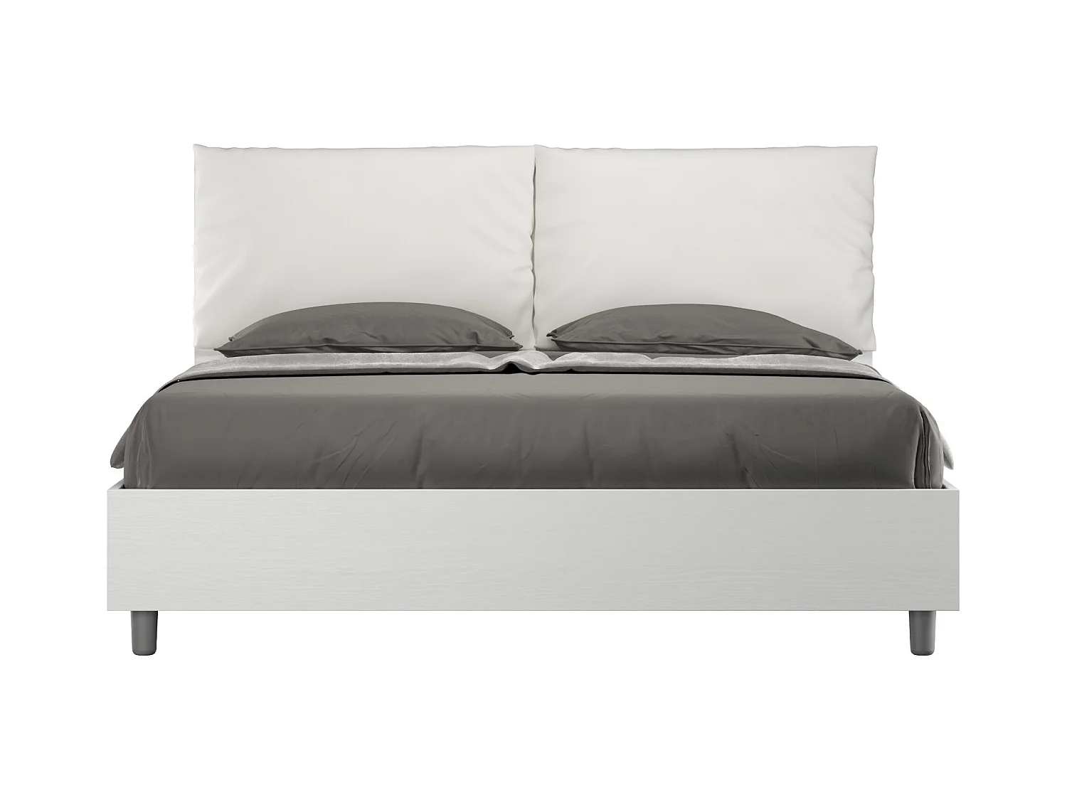 Lit coffre 160x190 avec coussins similicuir blanc Egos Antea