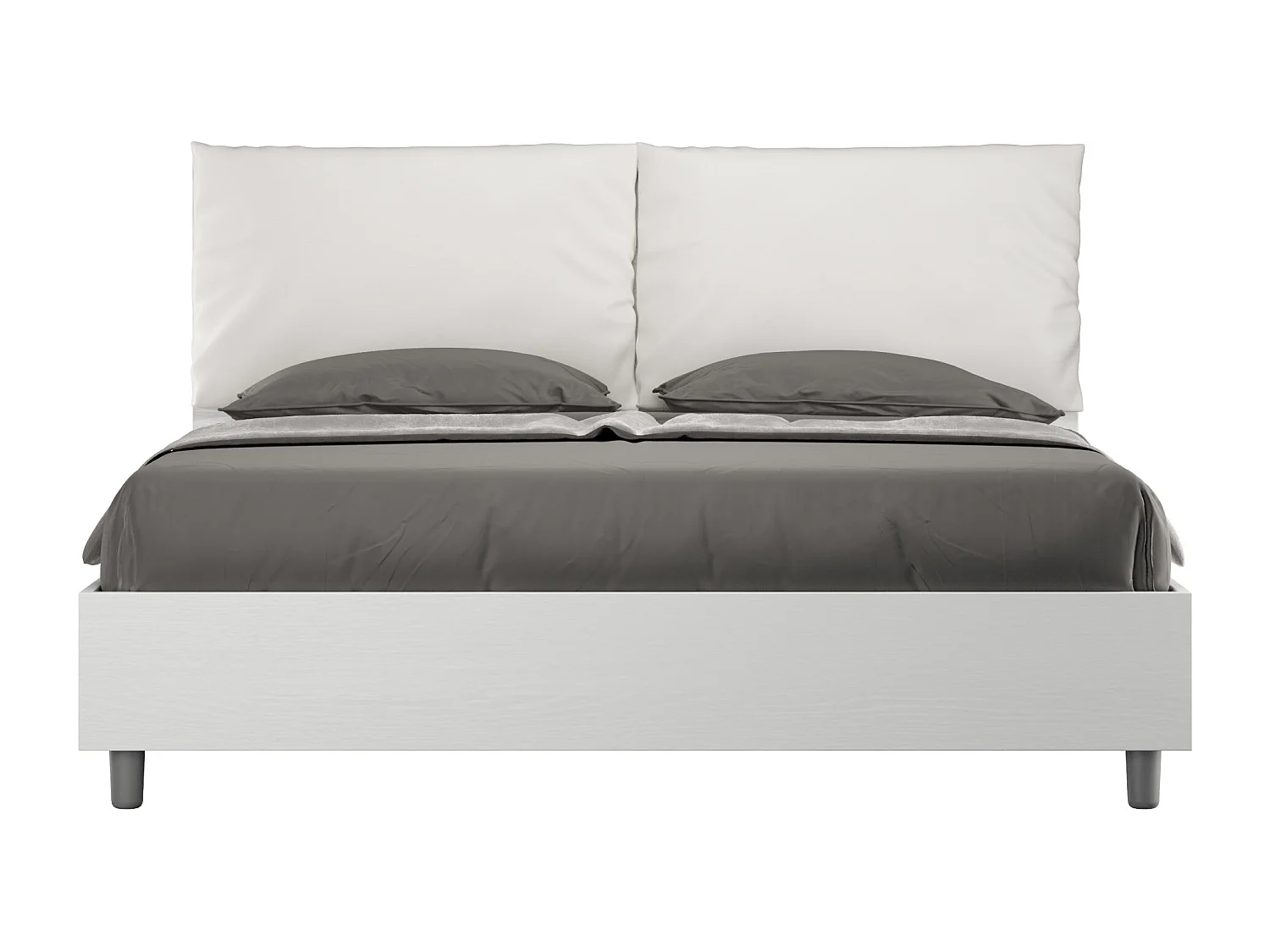 Letto matrimoniale contenitore 160x190 bianco frassino cuscini similpelle bianco Egos Antea