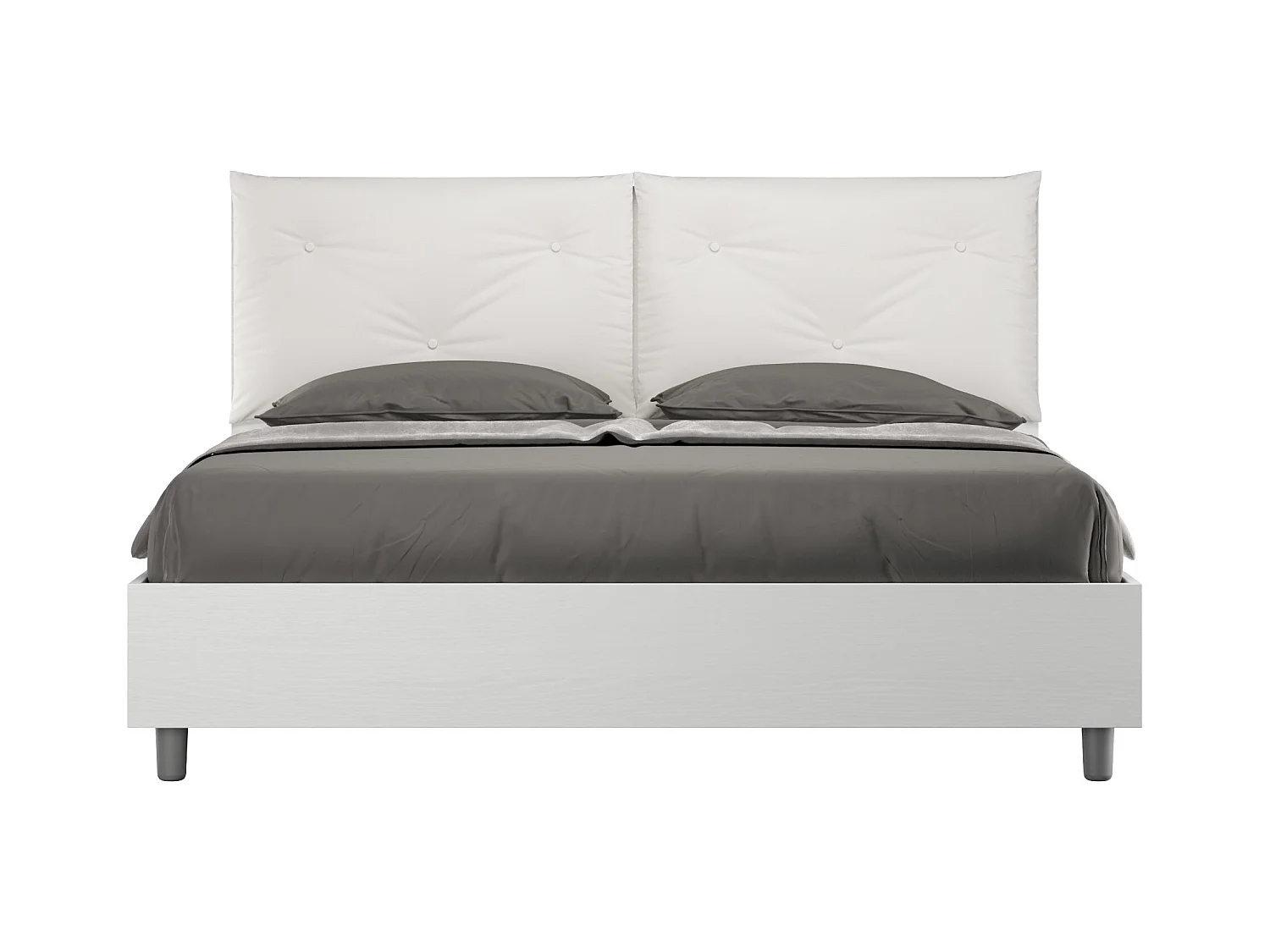 Lit coffre 160x190 avec coussins similicuir blanc Egos Appia