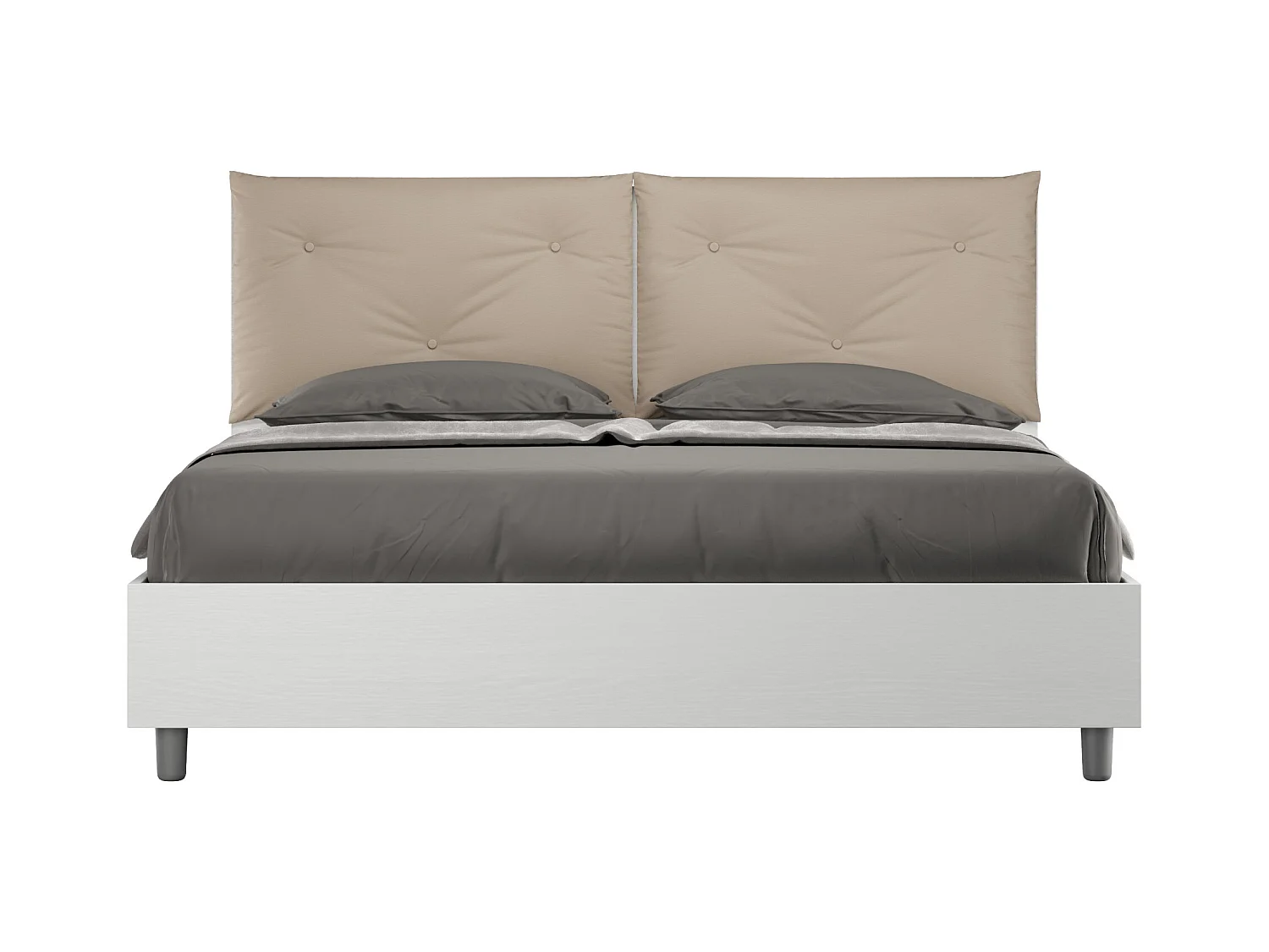 Lit coffre 160x190 avec coussins similicuir taupe Egos Appia
