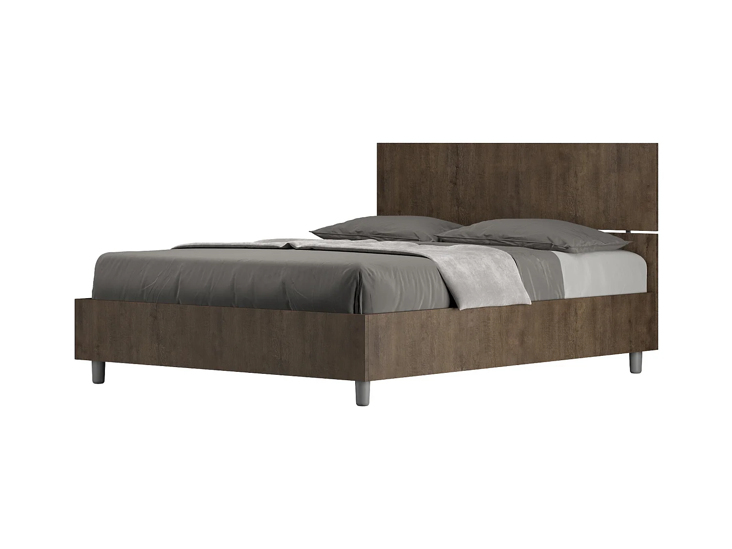 Lit sans sommier 140x190 tête de lit droite noyer Demas