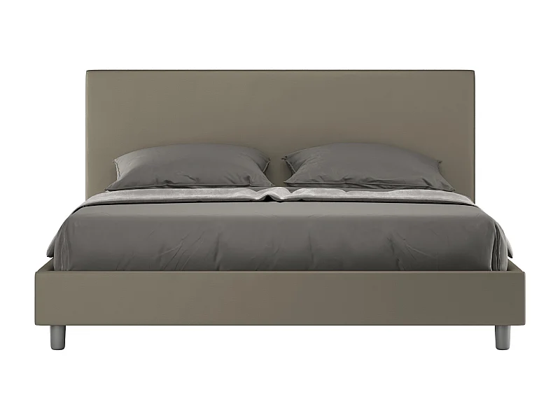 Cama de casal queen size sem estrado estofada 160x190 pele sintética cappuccino Naspy