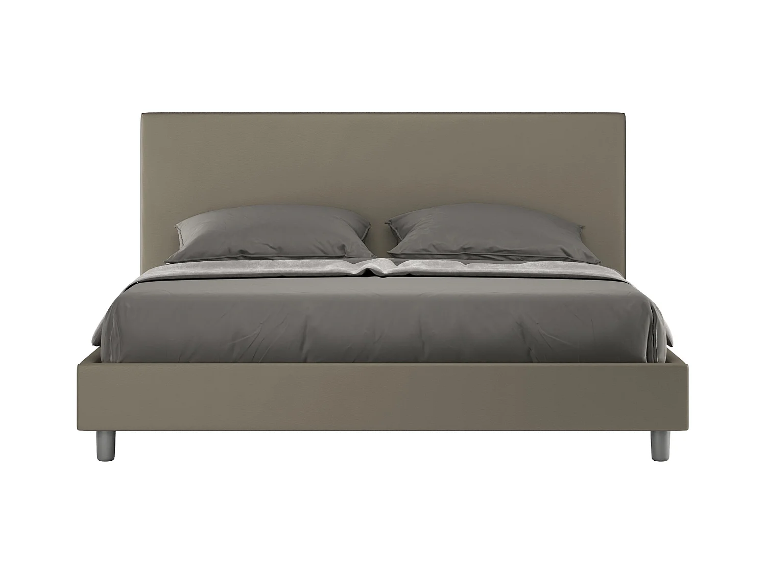 Lit sans sommier rembourré 160x190 similicuir cappuccino Naspy