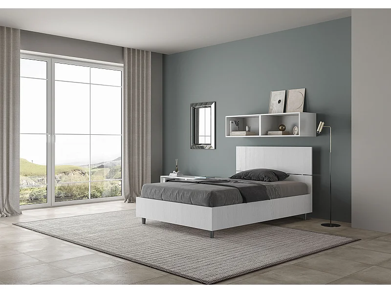 Łóżko małżeńskie bez stelaża 120x190 proste wezgłowie biały jesion Demas