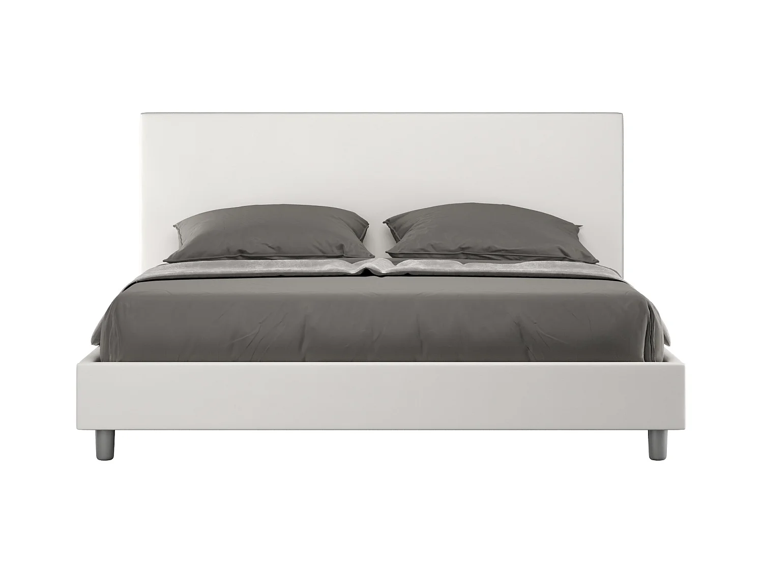 Lit sans sommier rembourré 160x190 similicuir blanc Naspy