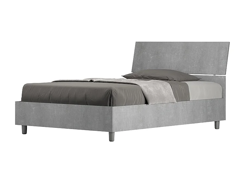 Lit 1 place et demi sans sommier 120x190 tête de lit inclinée gris béton Demas