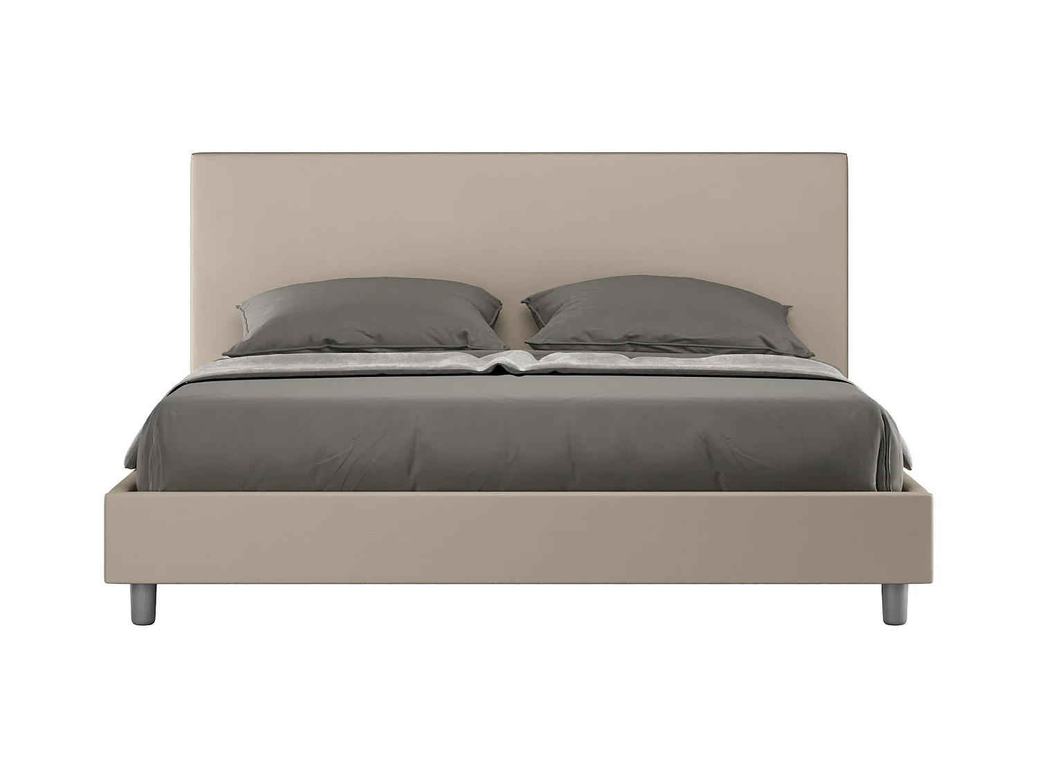 Lit sans sommier rembourré 160x190 similicuir taupe Naspy