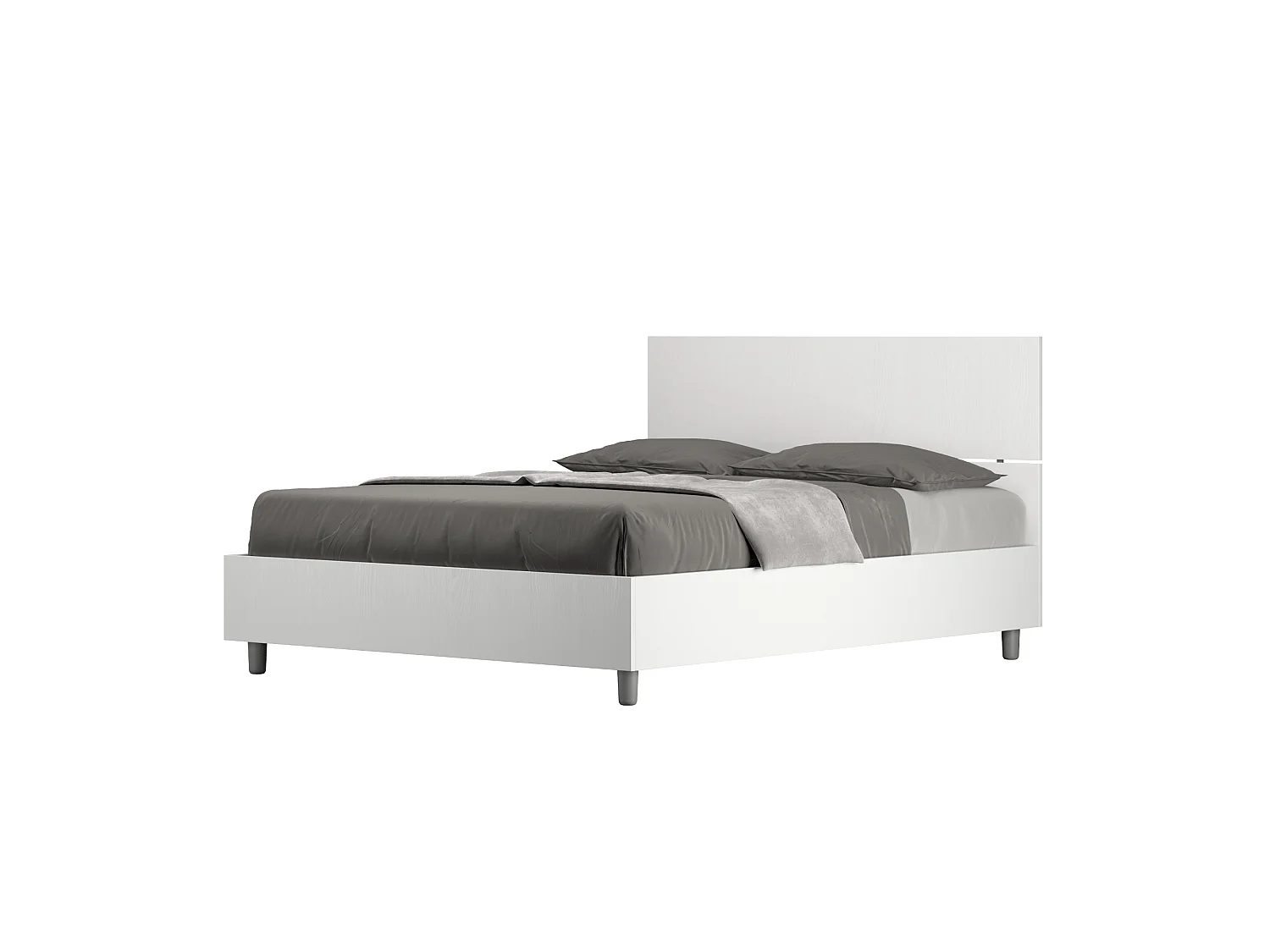 Bett ohne Lattenrost 140x190 gerades Kopfteil Esche weiß Demas