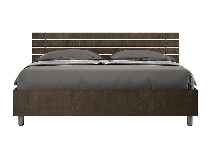 Lit sans sommier 160x190 tête de lit droite avec des lames noyer Ankel