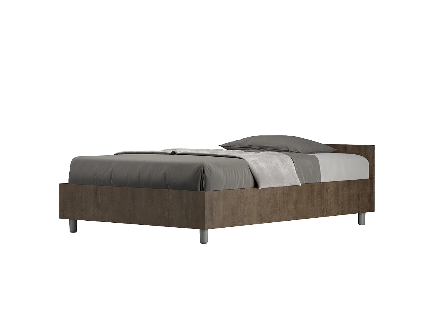Lit 1 place et demi sans sommier 120x190 noyer Nuamo