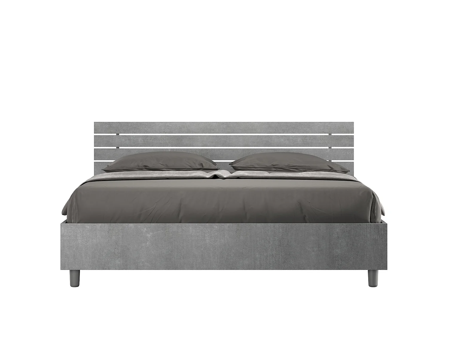 Cama sin somier 160x190 con cabecera inclinada de listones cemento Ankel