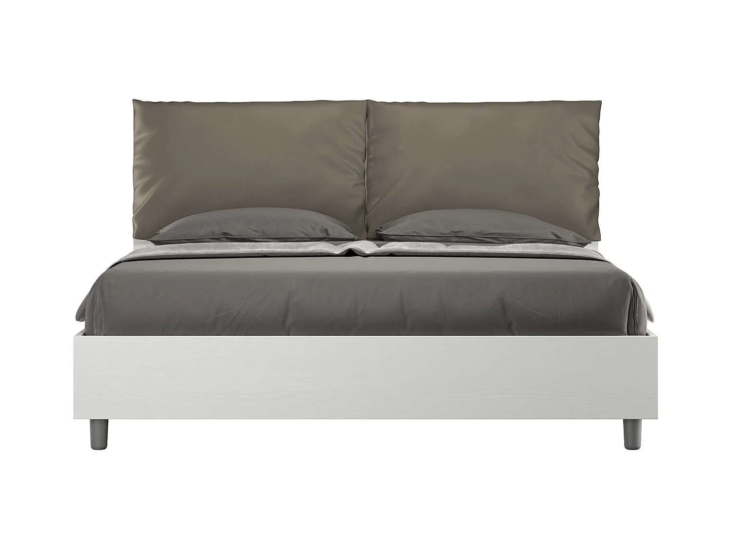 Lit sans sommier 160x190 avec coussins similicuir cappuccino Egos Antea