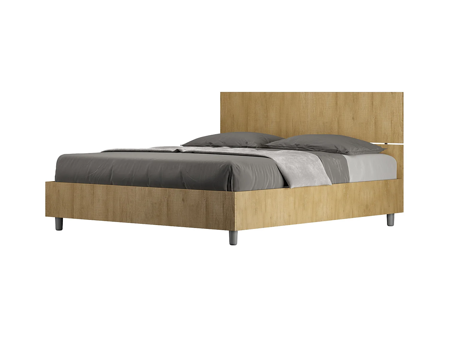Lit sans sommier 160x190 tête de lit droite chêne nature Demas
