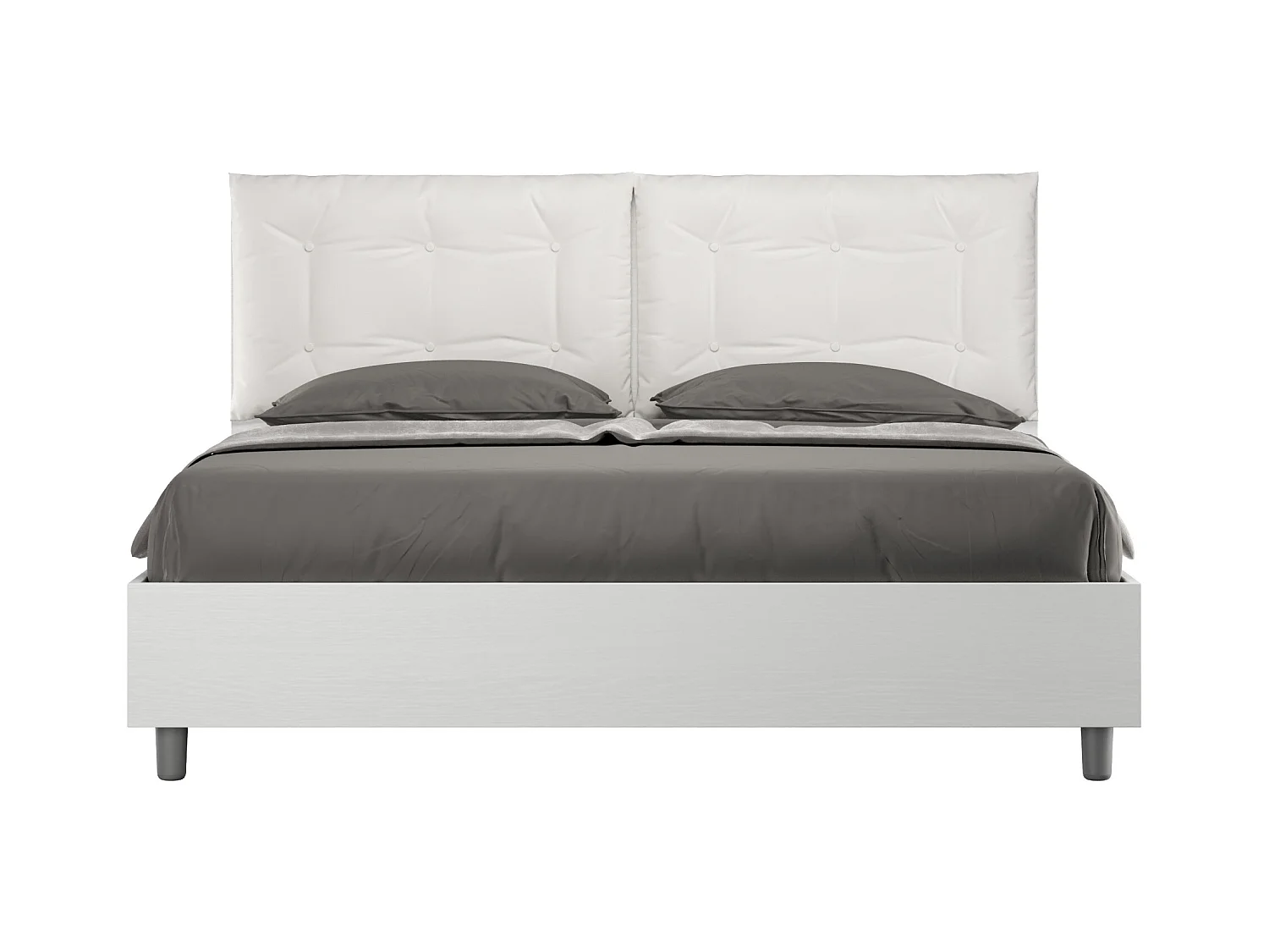 Lit sans sommier 160x190 avec coussins similicuir blanc Egos Annalisa