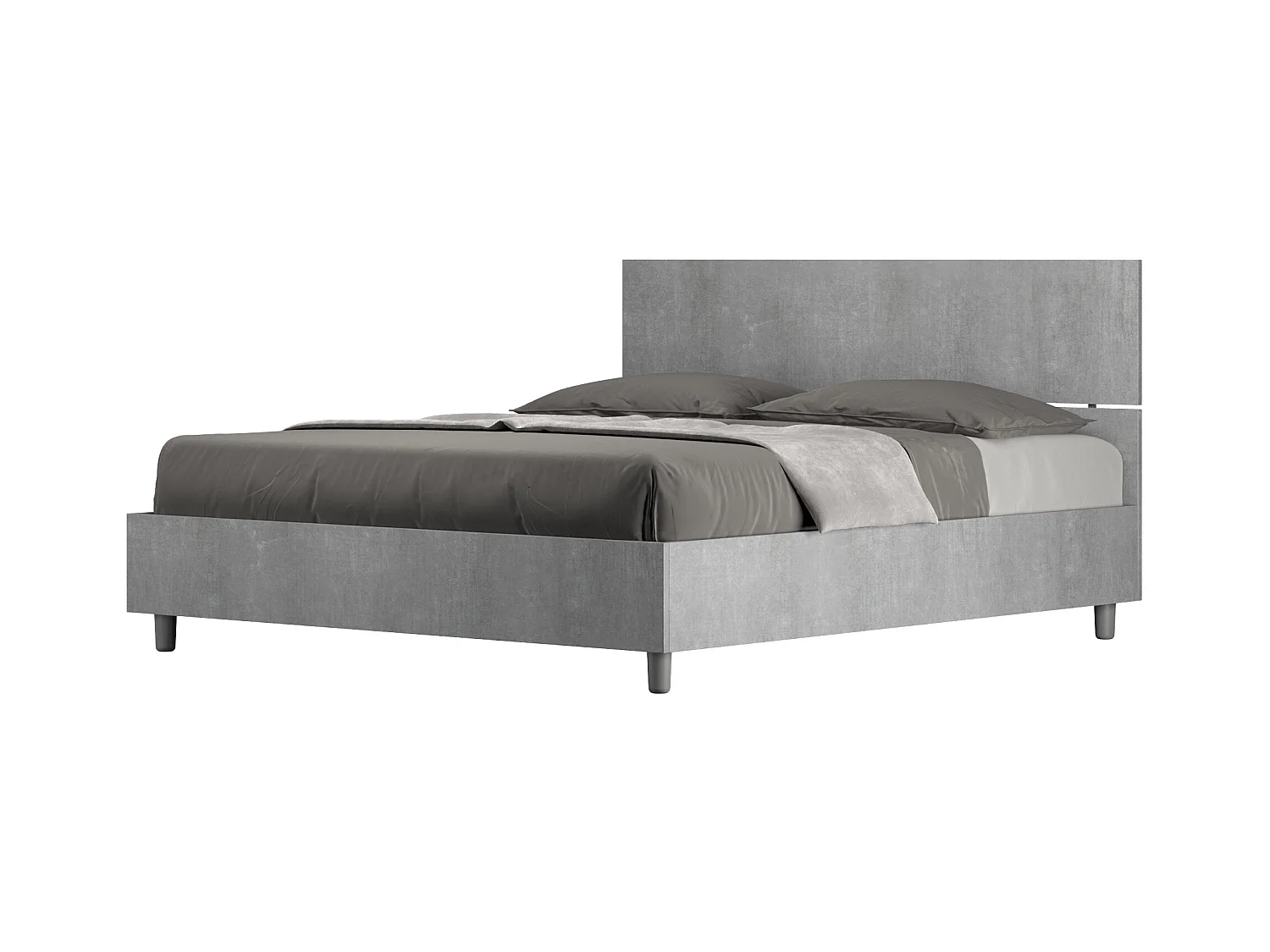 Lit sans sommier 160x190 tête de lit droite gris béton Demas