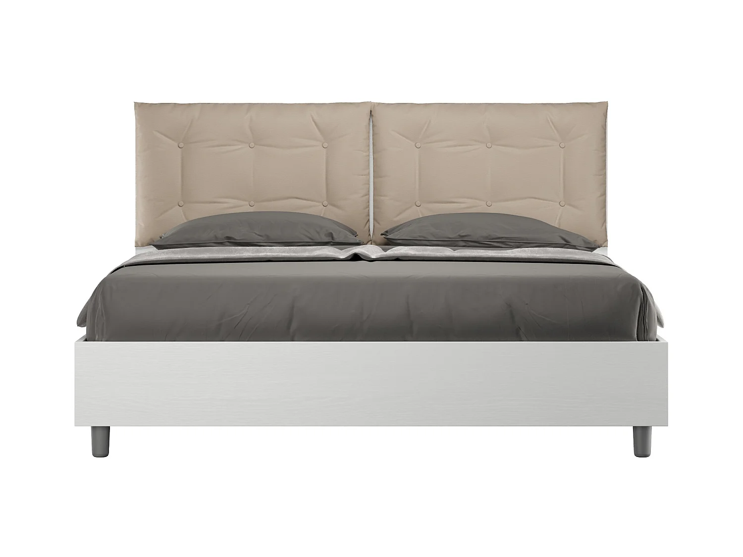 Lit sans sommier 160x190 avec coussins similicuir taupe Egos Annalisa