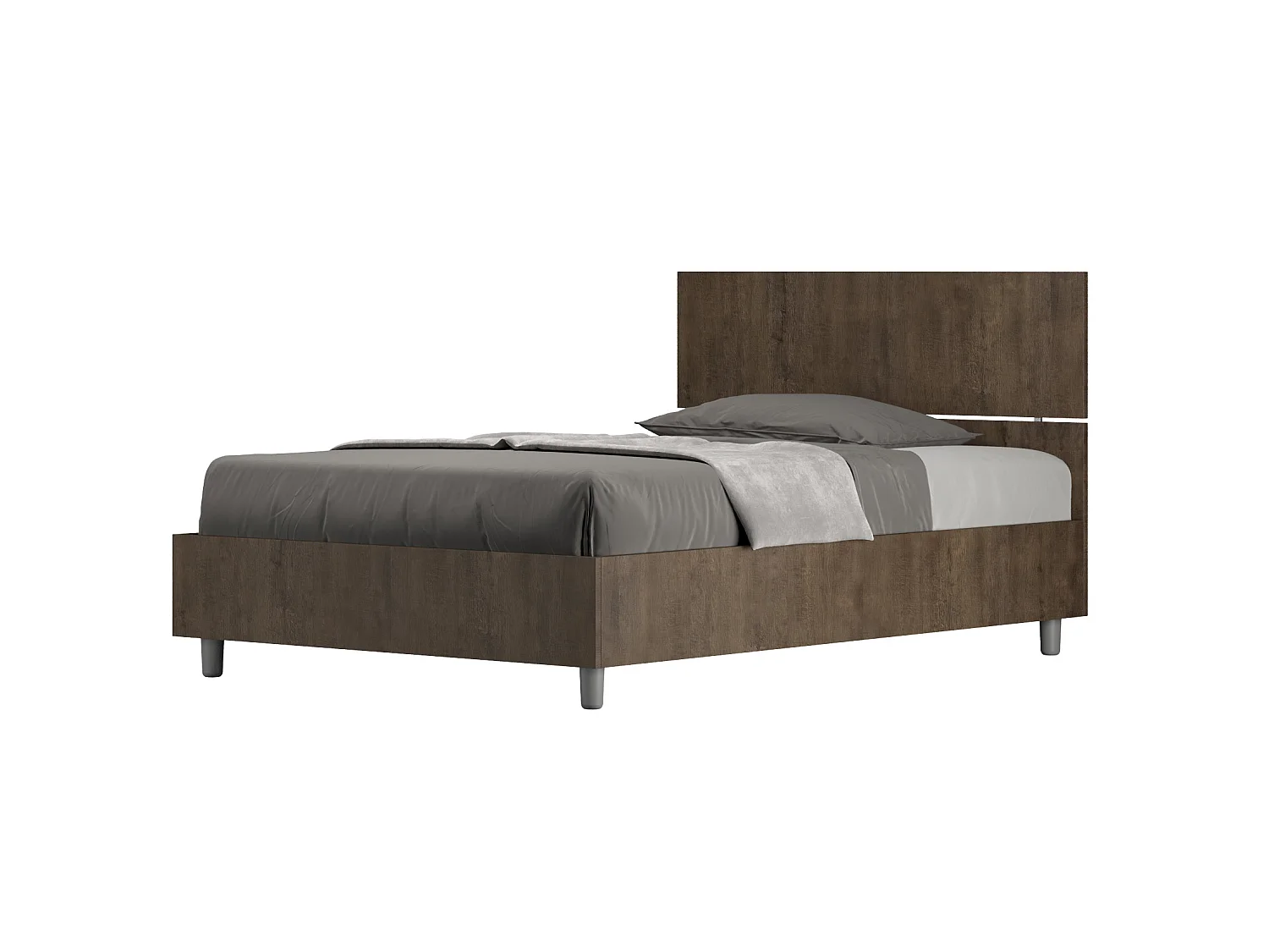 Lit 1 place et demi sans sommier 120x190 tête de lit droite noyer Demas