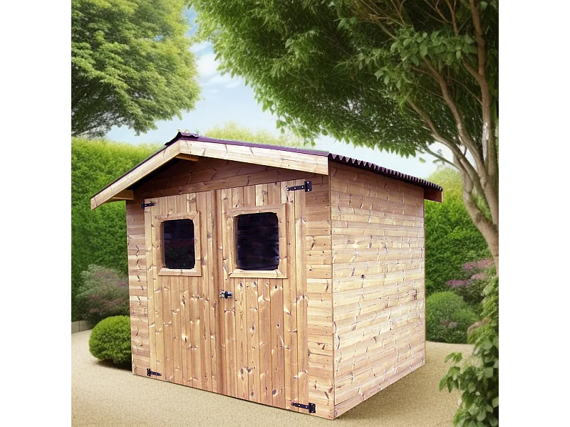 Habrita Abri thiers madriers sans plancher bois thermo chauffé toit double pente 4.87 m² brun doré - thi2421.02n