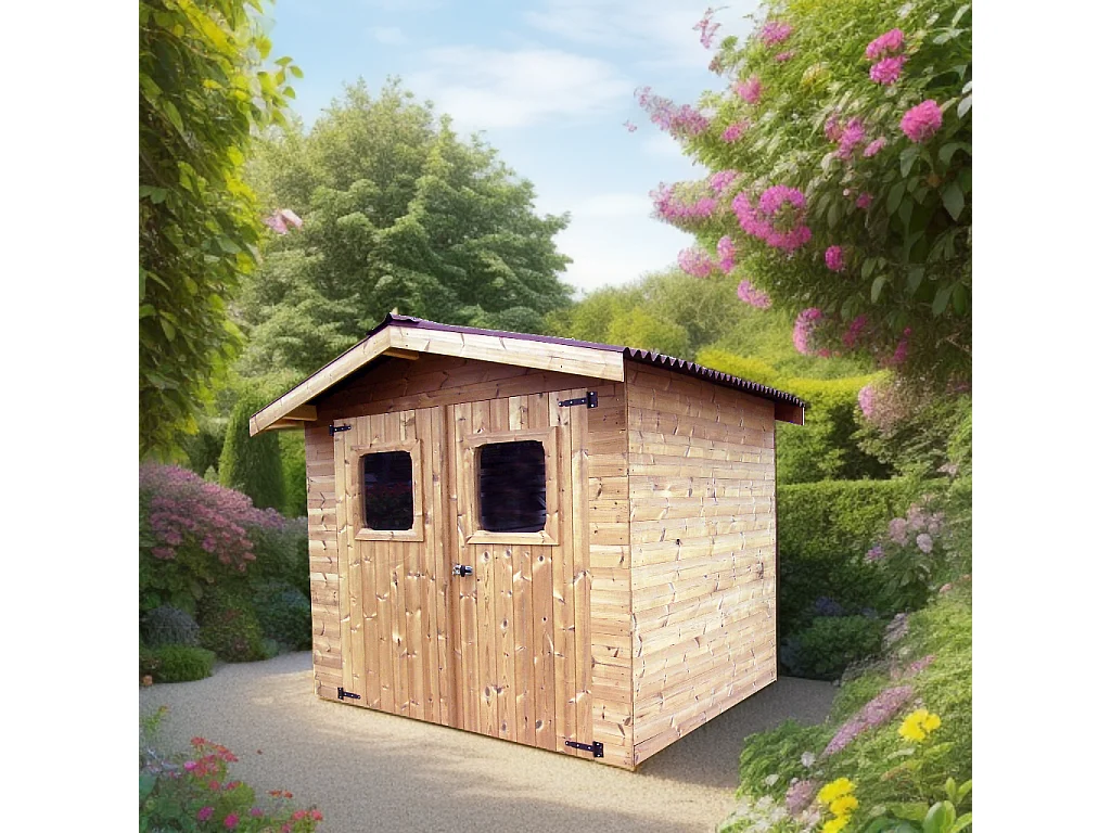 Habrita Abri thiers madriers sans plancher bois thermo chauffé toit double pente 4.87 m² brun doré - thi2421.02n