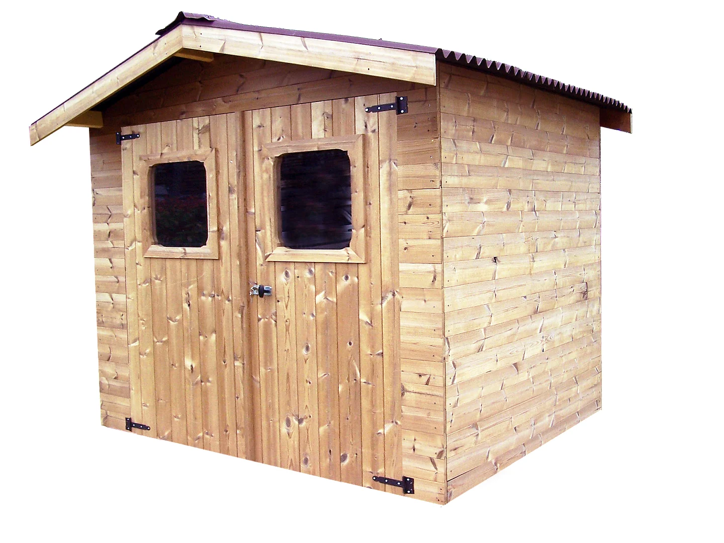 Habrita Abri thiers madriers sans plancher bois thermo chauffé toit double pente 4.87 m² brun doré - thi2421.02n