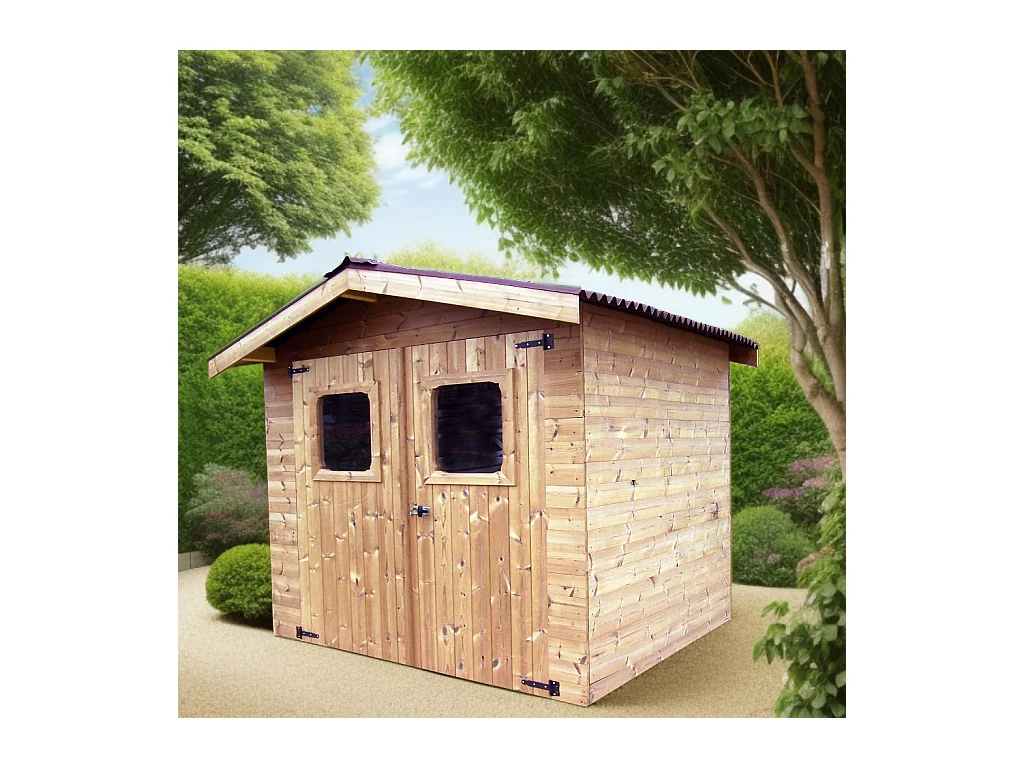 Habrita Abri thiers madriers sans plancher bois thermo chauffé toit double pente 4.87 m² brun doré - thi2421.02n