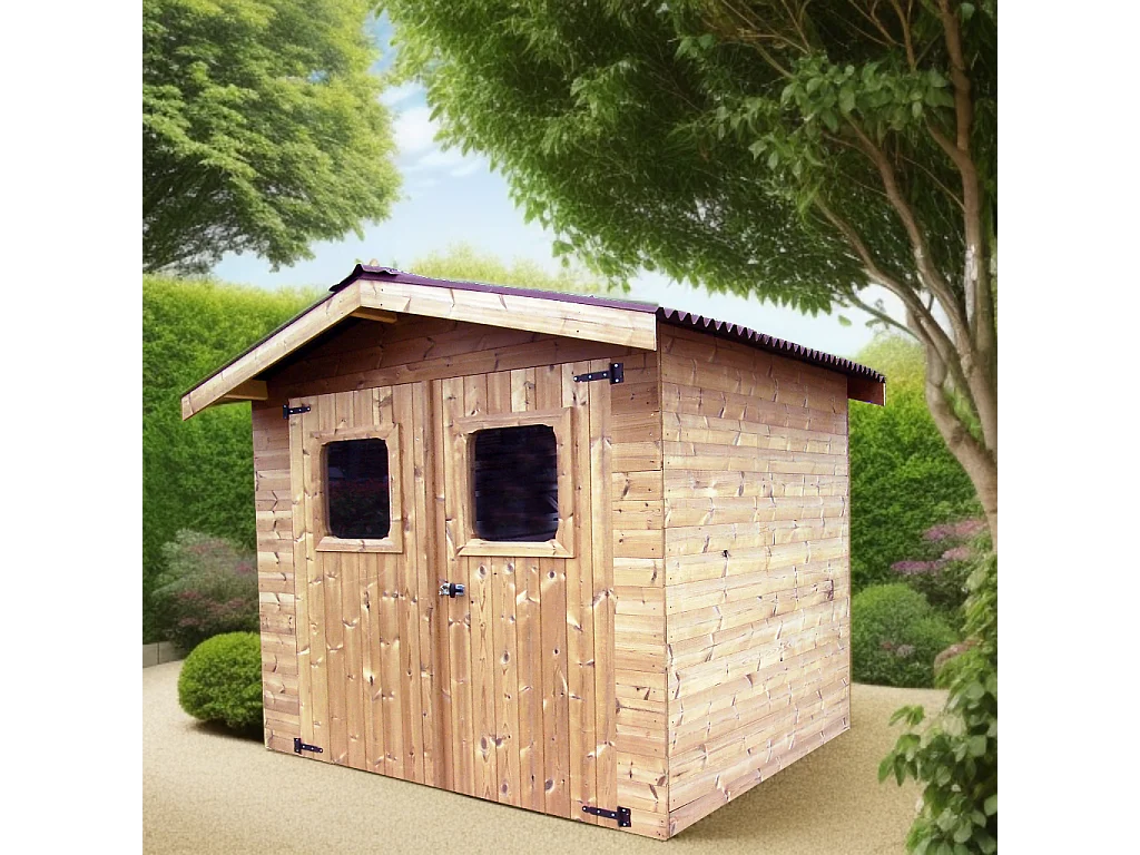 Habrita Abri thiers madriers sans plancher bois thermo chauffé toit double pente 4.87 m² brun doré - thi2421.02n