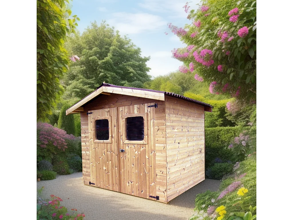 Habrita Abri thiers madriers sans plancher bois thermo chauffé toit double pente 4.87 m² brun doré - thi2421.02n