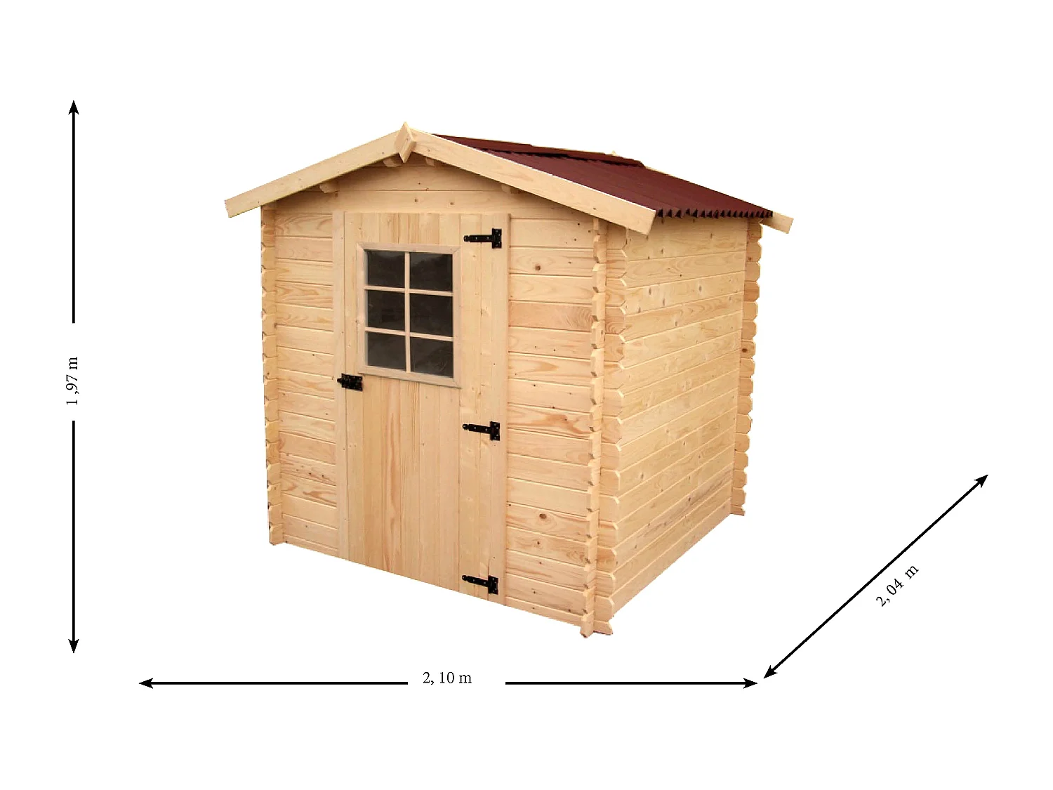 Habrita Abri de jardin madriers massifs 3.24 m² bois naturel - vd2020.02n