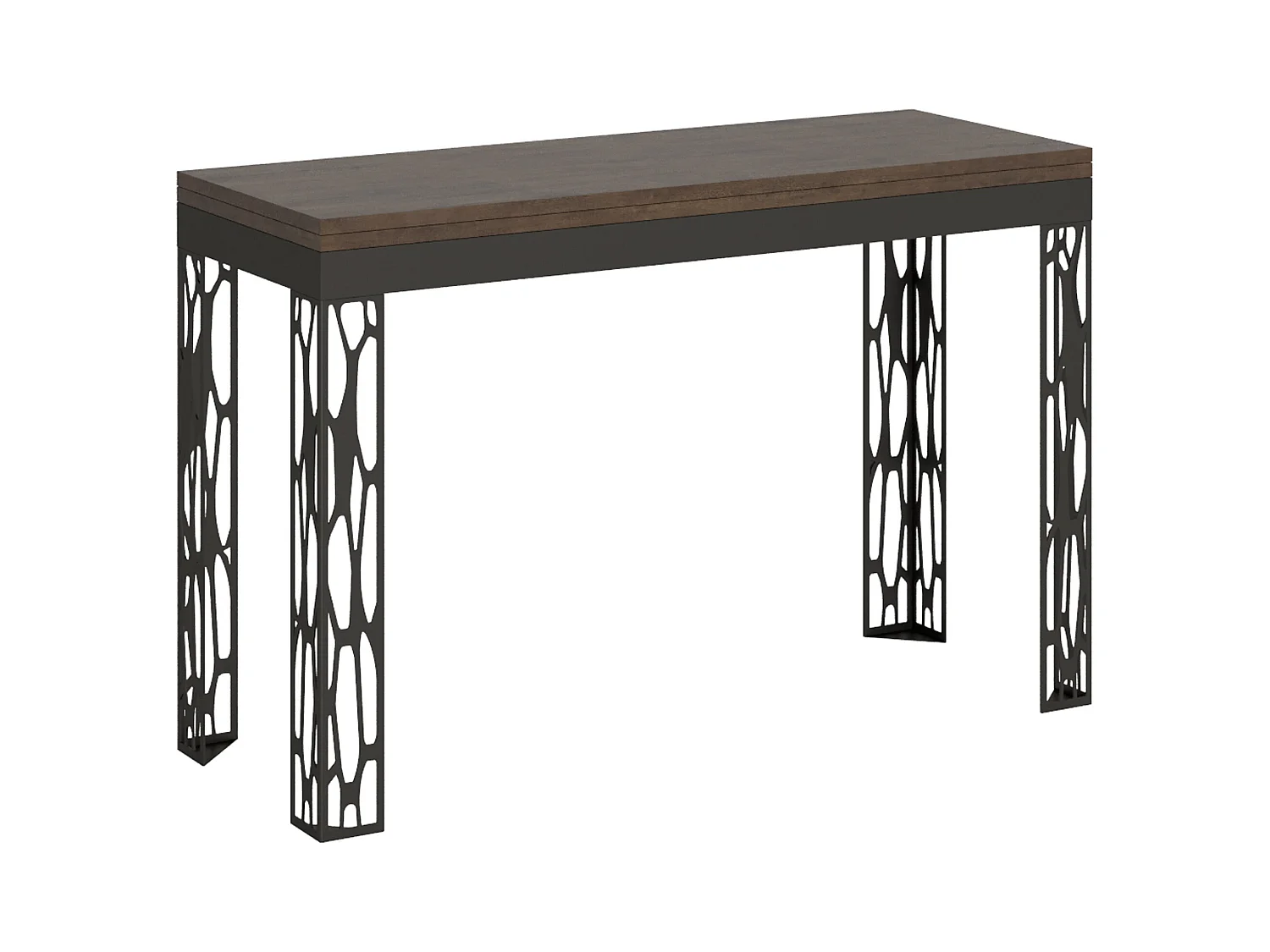 Table extensible portefeuille 120/200x45/90 cm Ghibli Double Noyer cadre Anthracite