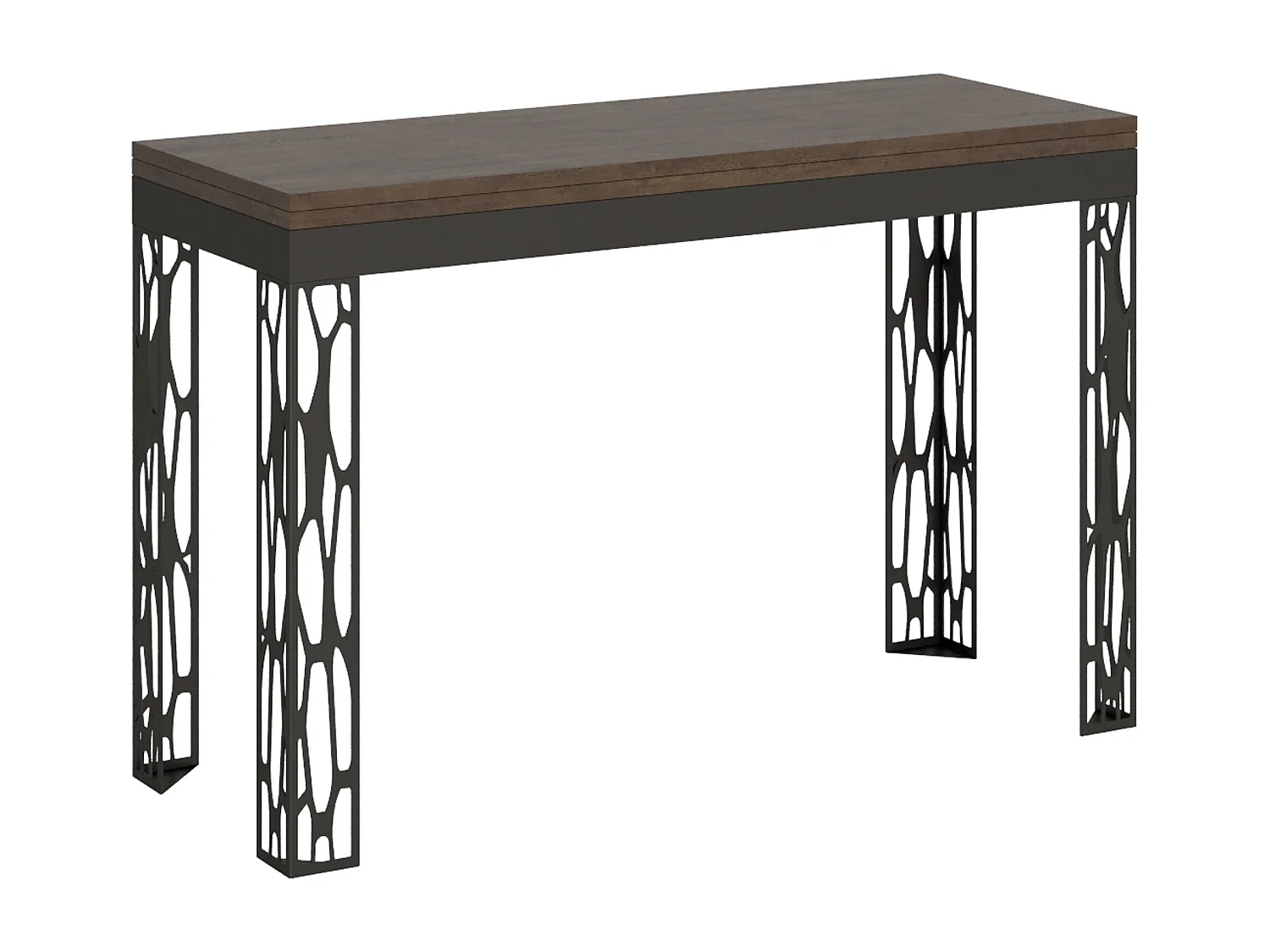 Table extensible portefeuille 120/200x45/90 cm Ghibli Double Noyer cadre Anthracite