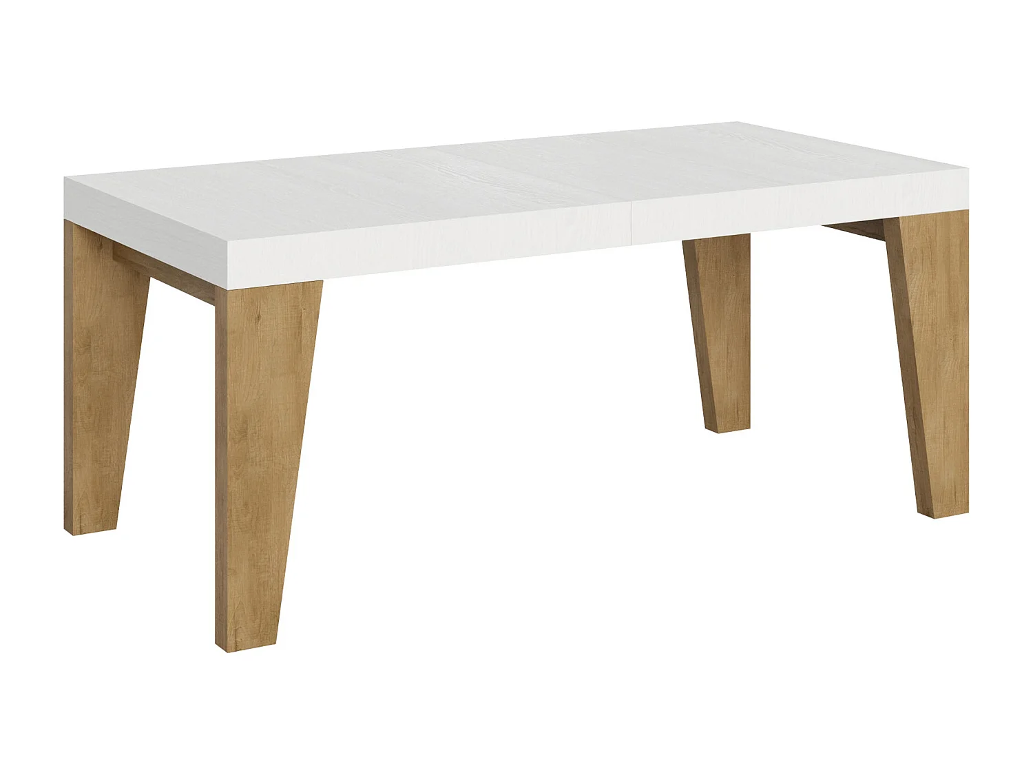 Tavolo allungabile 90x180/284 cm Naxy Mix piano Bianco Frassino - gambe Quercia Natura