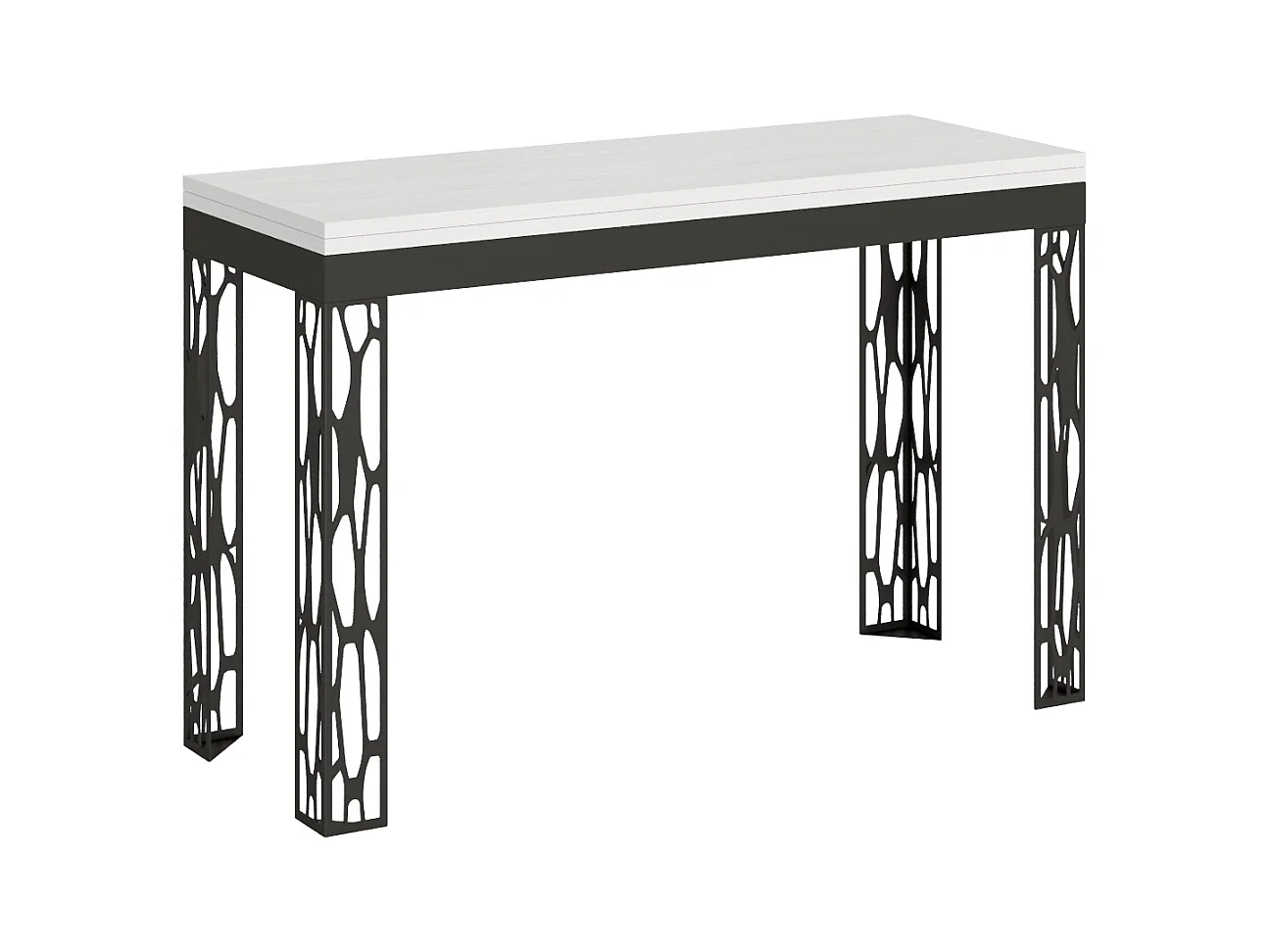 Table extensible portefeuille 120/200x45/90 cm Ghibli Double Frêne Blanc cadre Anthracite