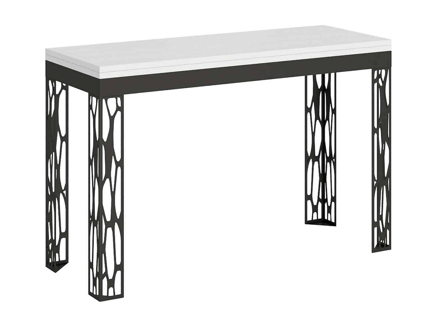 Table extensible portefeuille 120/200x45/90 cm Ghibli Double Frêne Blanc cadre Anthracite