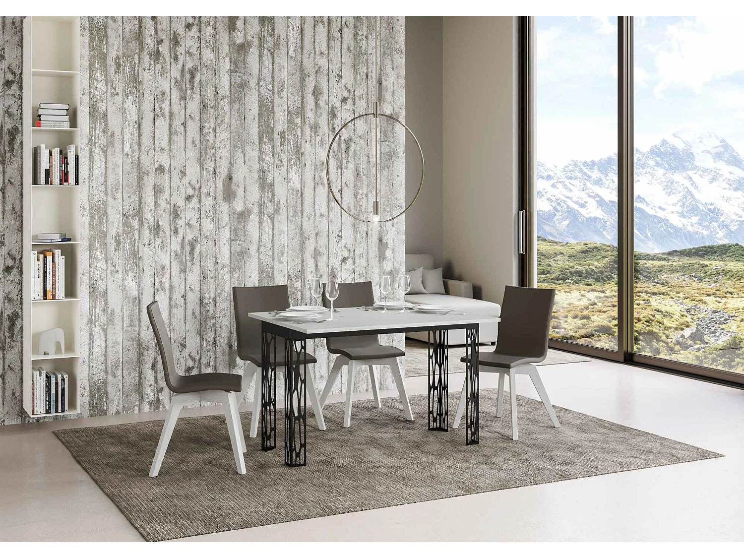 Table extensible portefeuille 120/200x45/90 cm Ghibli Double Frêne Blanc cadre Anthracite