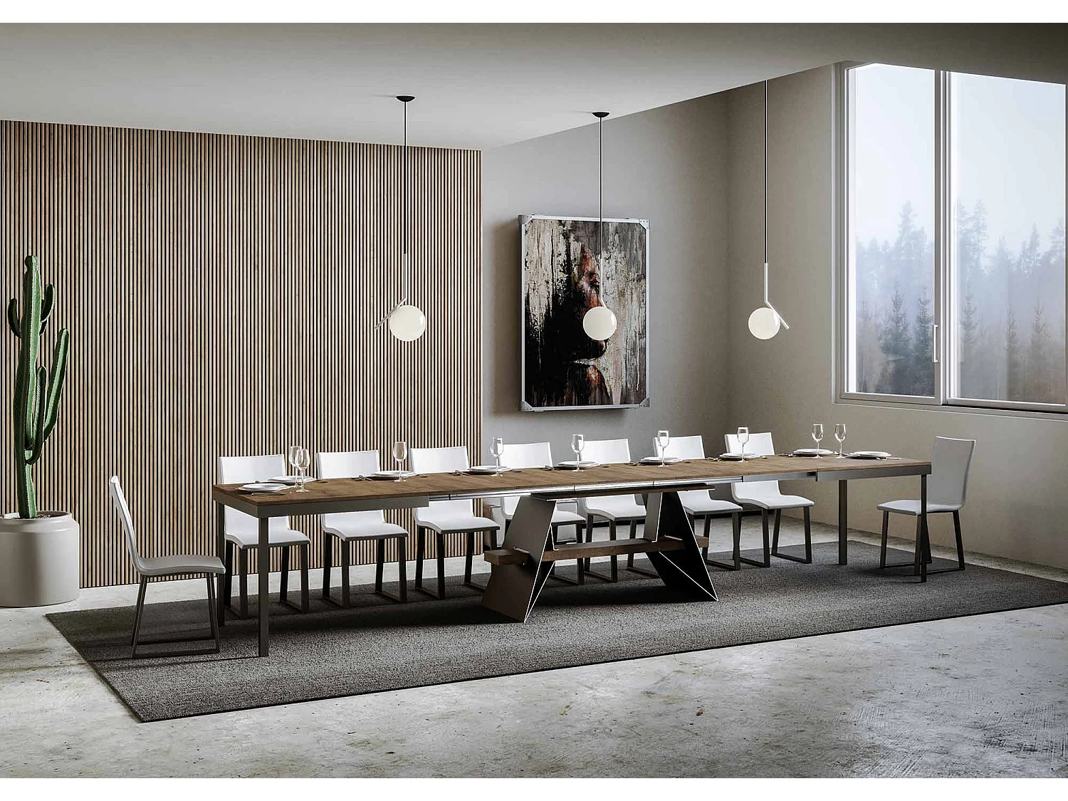 Table extensible 90x180/440 cm Baita Evolution Noyer cadre Anthracite
